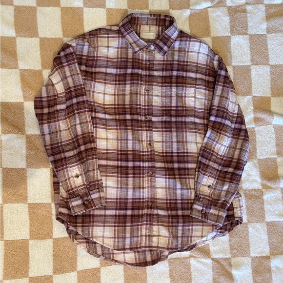 Altar'd State Flannel Multicolor Plaid Button-Down Shirt - Picture 1 of 2